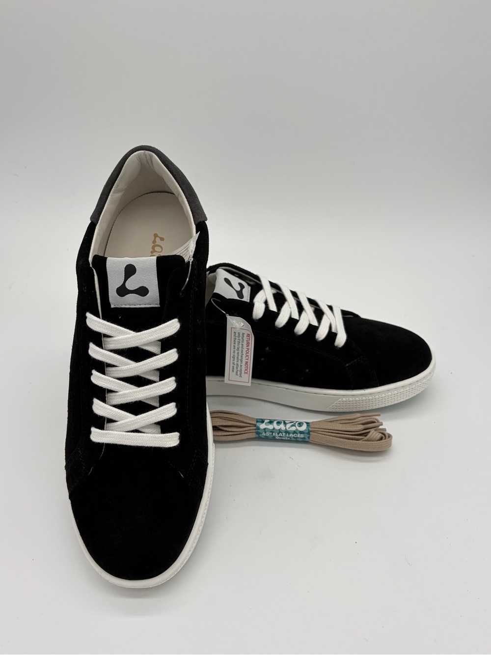 Lazo Black Suede Sneakers with White Accents